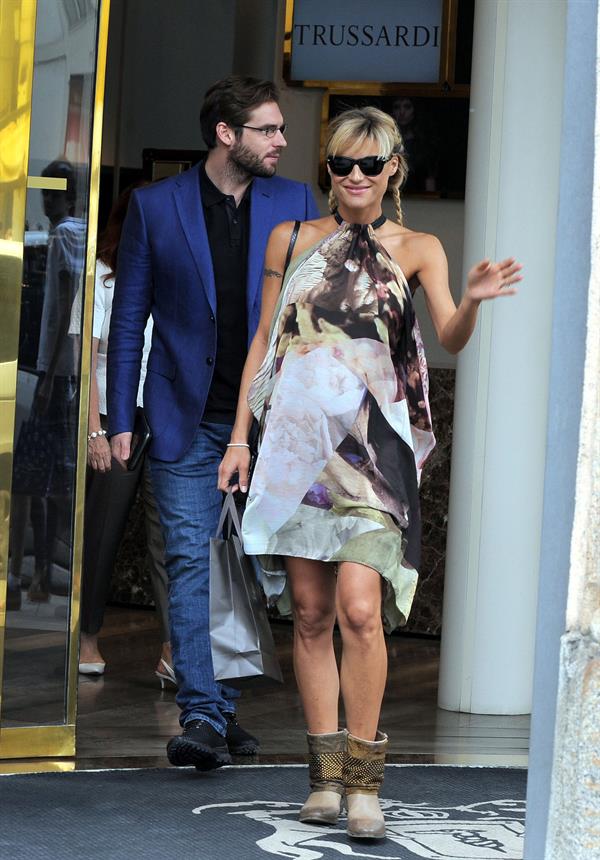 Michelle Hunziker Seen at Atelier Trussardi in Milan on June 27, 2013