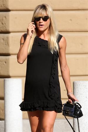 Michelle Hunziker at a Park in Milan August 29, 2013