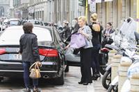 Michelle Hunziker leaving a restaurant in Italy October 10, 2012