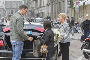 Michelle Hunziker leaving a restaurant in Italy October 10, 2012