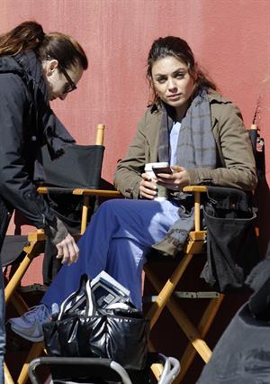 Mila Kunis on the set of The Angriest Man In Brooklyn in Hollywood (February 20, 2013) 