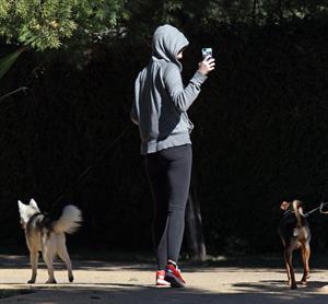 Miley Cyrus walking her dog in Studio City 1/28/13 
