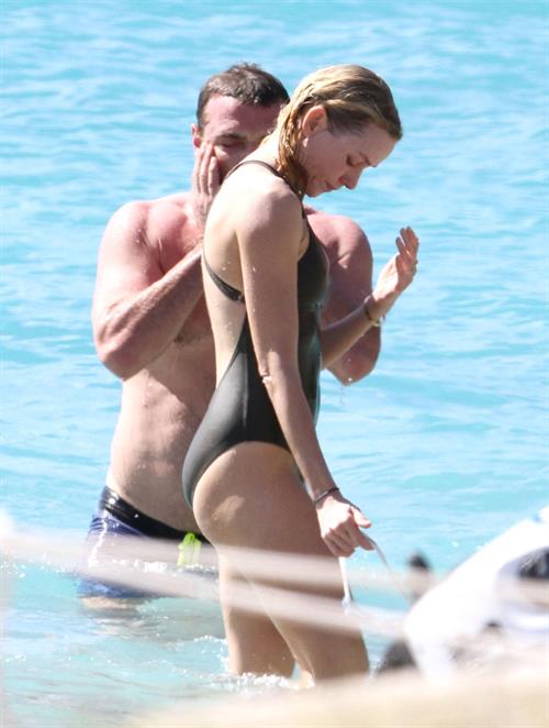 Naomi Watts wearing a swimsuit on the beach in St Barts 12/31/12 