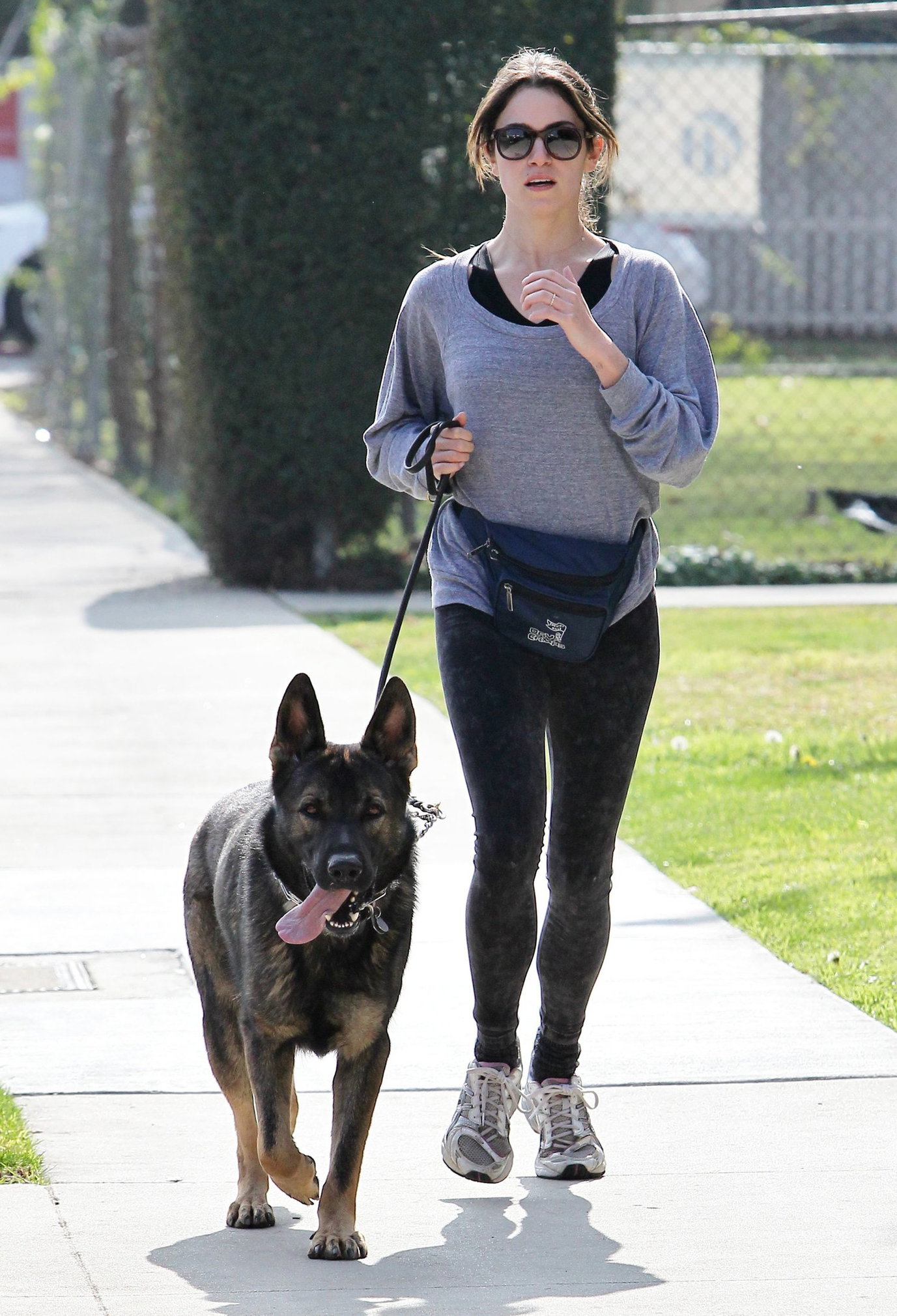 Nikki Reed jogging with her dog Enzo in Los Angeles on February 6, 2013