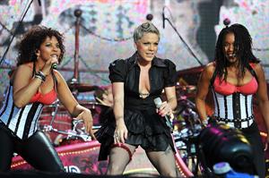 Alecia Moore (Pink) performing at the O2 Wireless festival in London on July 2, 2011