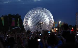 Alecia Moore (Pink) performing at the O2 Wireless festival in London on July 2, 2011