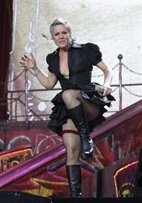Alecia Moore (Pink) performing at the O2 Wireless festival in London on July 2, 2011