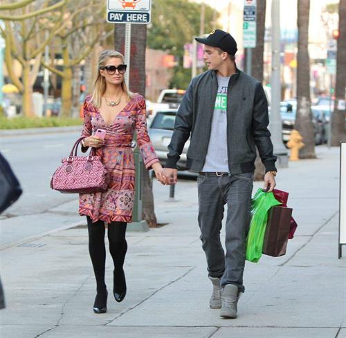 Paris Hilton and River Viiperi shop in Beverly Hills. February 9, 2013 