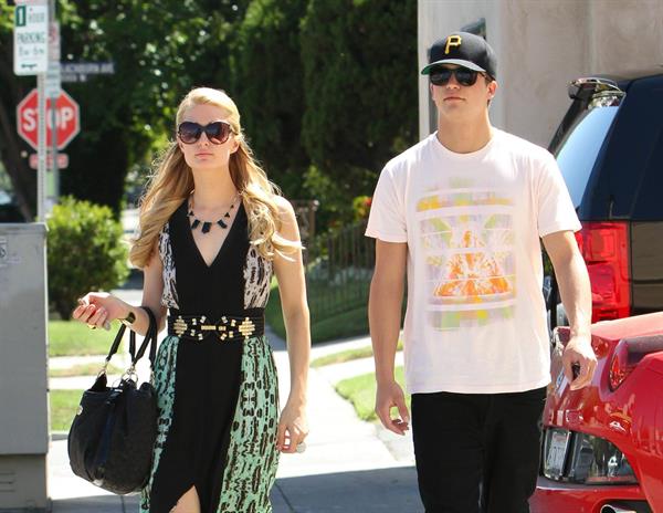 Paris Hilton stops by Anastasia Spa in Beverly Hills, California April 10, 2013 