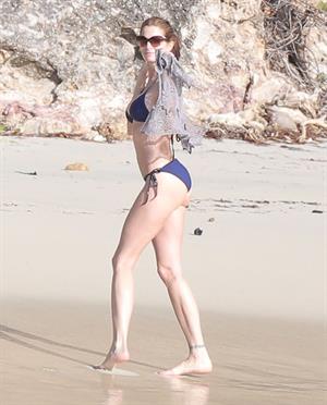 Stephanie Seymour bikini candids on the beach in St. Barts 12/22/12 