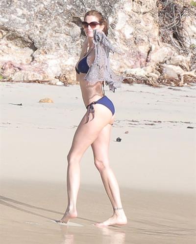 Stephanie Seymour bikini candids on the beach in St. Barts 12/22/12 