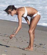 Alessandra Ambrosio in a white bikini in Malibu August 23, 2014