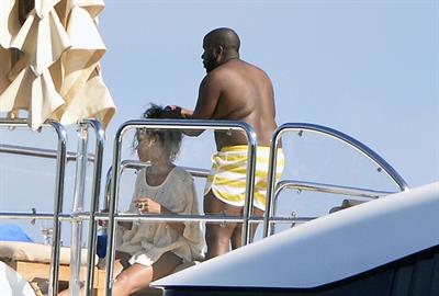 Rihanna enjoying a break on a yacht in Ponza August 29, 2014