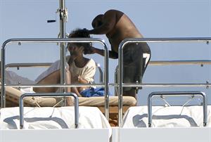 Rihanna enjoying a break on a yacht in Ponza August 29, 2014