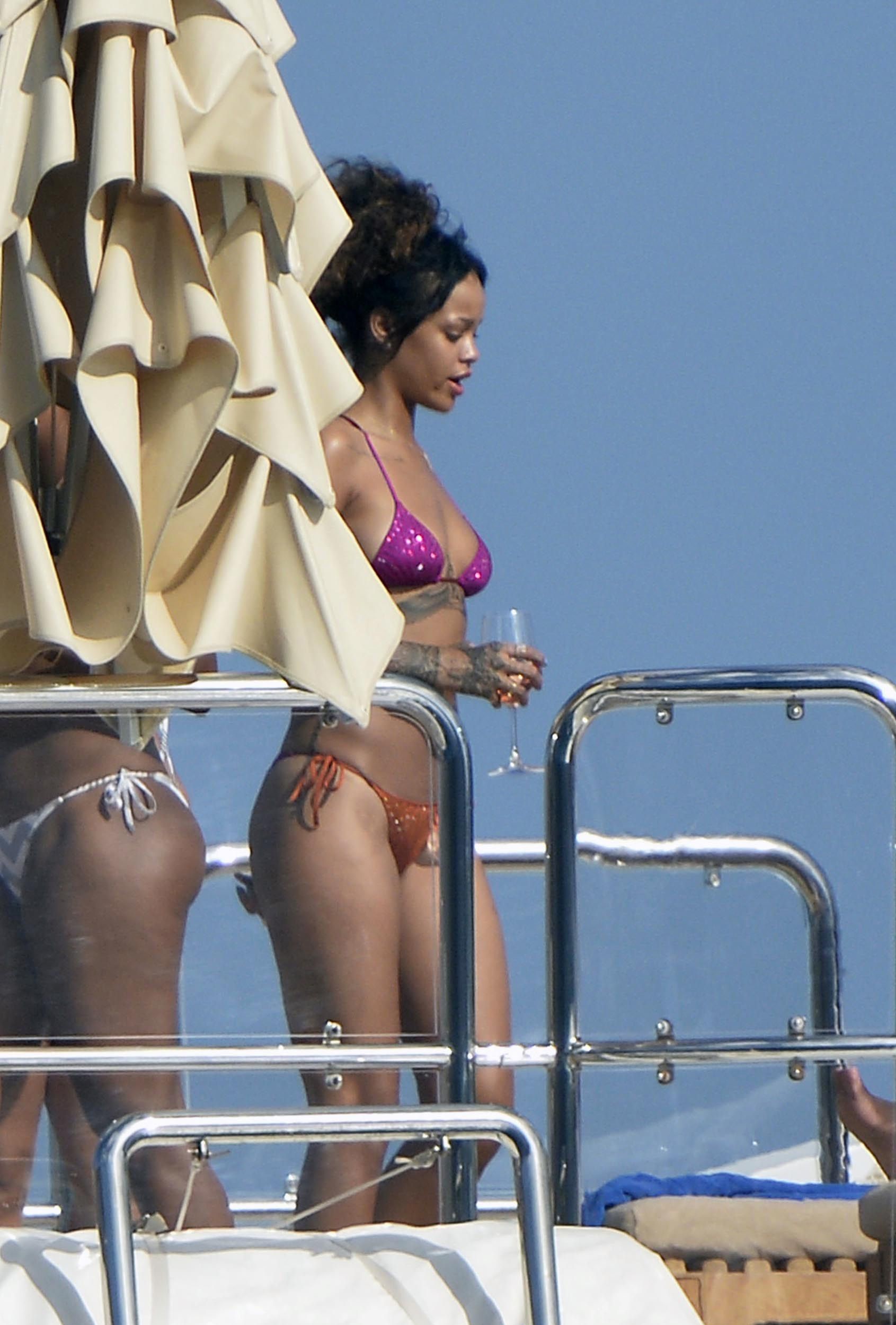 Rihanna enjoying a break on a yacht in Ponza August 29, 2014