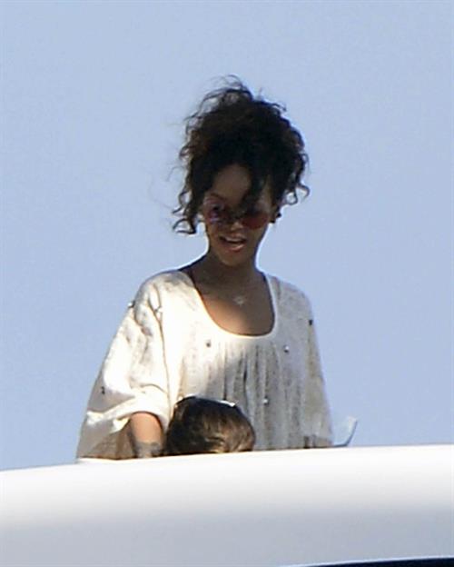 Rihanna enjoying a break on a yacht in Ponza August 29, 2014