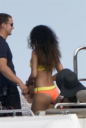 Rihanna enjoying a break on a yacht in Ponza August 29, 2014