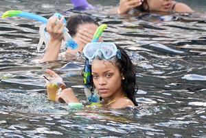 Rihanna enjoying a break on a yacht in Ponza