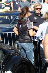 Katarina Witt at the oldtimer car rally Hamburg-Berlin-Klassik August 30, 2014