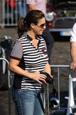 Katarina Witt at the oldtimer car rally Hamburg-Berlin-Klassik August 30, 2014