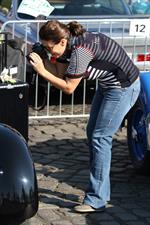 Katarina Witt at the oldtimer car rally Hamburg-Berlin-Klassik August 30, 2014