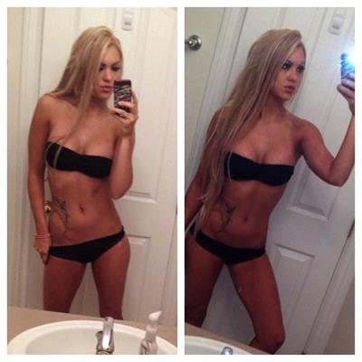 Penny Guerino in a bikini taking a selfie