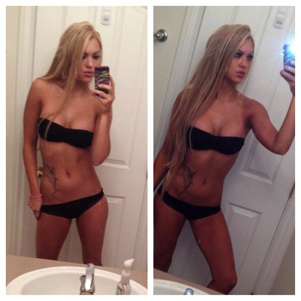 Penny Guerino in a bikini taking a selfie
