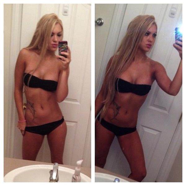 Penny Guerino in a bikini taking a selfie