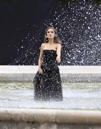 Natalie Portman modeling for a Miss Dior campaign photo shoot in the gardens of the Palais Royal in Paris 6/26/12 