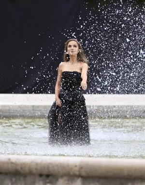 Natalie Portman modeling for a Miss Dior campaign photo shoot in the gardens of the Palais Royal in Paris 6/26/12 