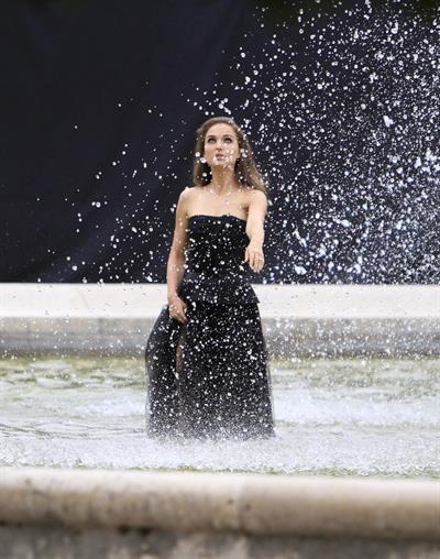 Natalie Portman modeling for a Miss Dior campaign photo shoot in the gardens of the Palais Royal in Paris 6/26/12 