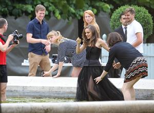 Natalie Portman modeling for a Miss Dior campaign photo shoot in the gardens of the Palais Royal in Paris 6/26/12 