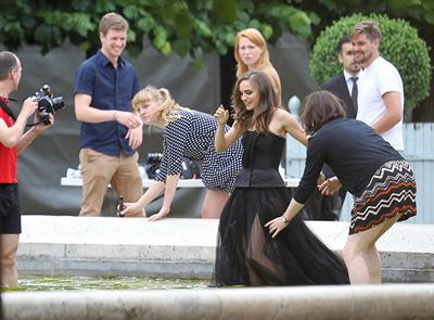 Natalie Portman modeling for a Miss Dior campaign photo shoot in the gardens of the Palais Royal in Paris 6/26/12 