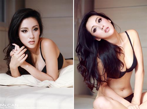 Hu Meng Yuan in lingerie