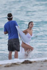 Nina Agdal Photoshoot for Bebe in Miami - November 12, 2013 