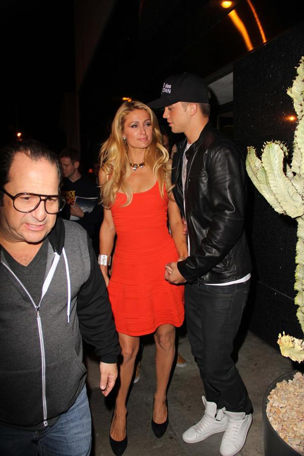 Paris Hilton enjoys a night out with her boyfriend in Beverly Hills on June 6, 2013