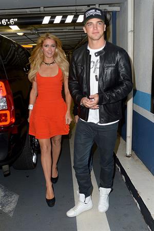 Paris Hilton enjoys a night out with her boyfriend in Beverly Hills on June 6, 2013
