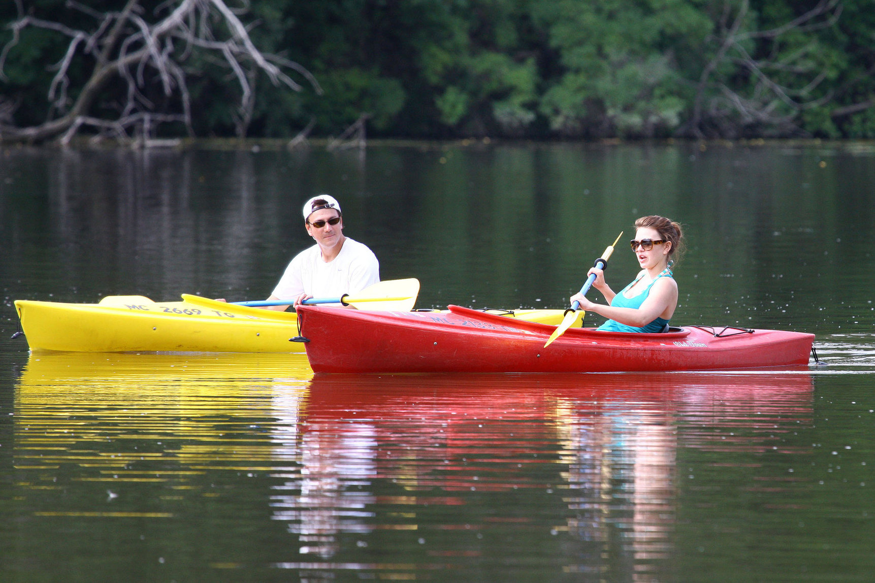 Aimee Teegarden kayaking in Ann Arbor on July 29, 2011 