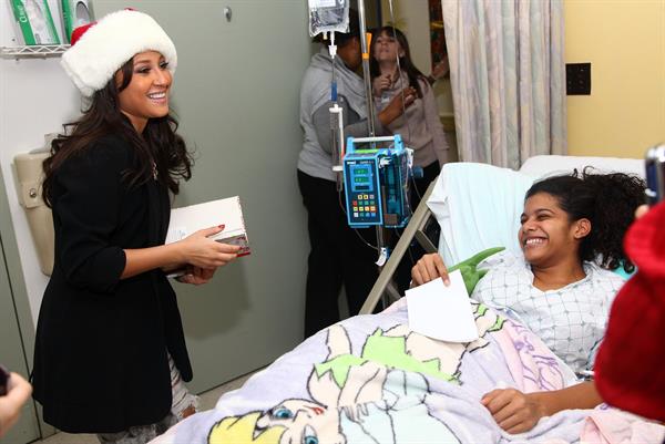 Adrienne Bailon visits children at the Beth Israel Medical Center in New York 