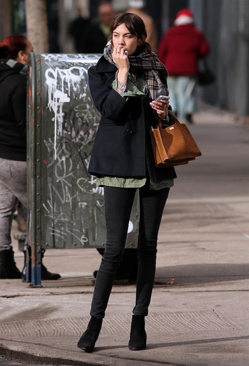 Alexa Chung Peels restaurant in the East Village in NYC, December 20, 2013
