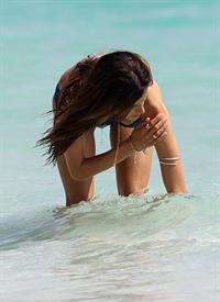 Alessandra Ambrosio in a bikini for a Victoria's Secret photo shoot on July 22, 2010 in St. Barts