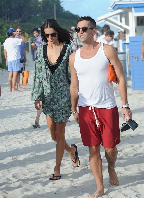 Alessandra Ambrosio – beach candids in Miami 12/6/13  