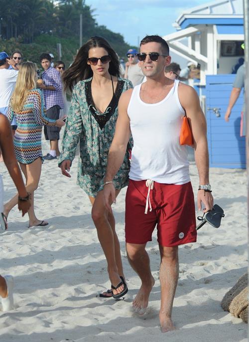 Alessandra Ambrosio – beach candids in Miami 12/6/13  