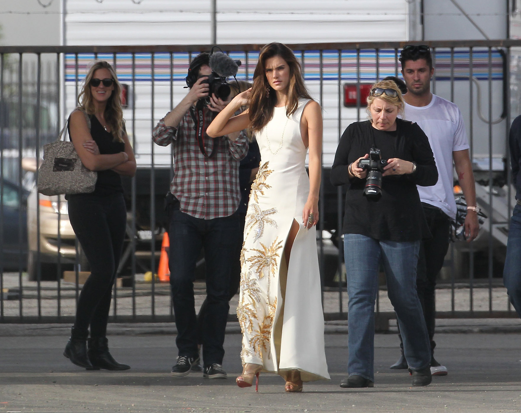 Alessandra Ambrosio Pictures Alessandra Ambrosio on the set of a photo shoot for 'Harpers Bazaar' in Los Angeles on February 27, 2014