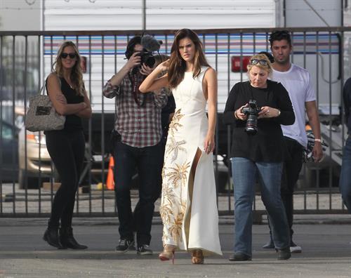 Alessandra Ambrosio on the set of a photo shoot for 'Harpers Bazaar' in Los Angeles on February 27, 2014