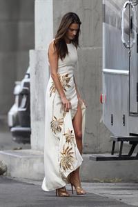 Alessandra Ambrosio on the set of a photo shoot for 'Harpers Bazaar' in Los Angeles on February 27, 2014