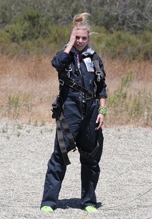 AnnaLynne McCord skydives from 18,000 feet at a charity event, Lompoc August 16, 2014
