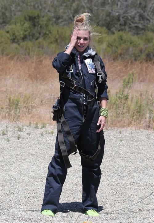 AnnaLynne McCord skydives from 18,000 feet at a charity event, Lompoc August 16, 2014