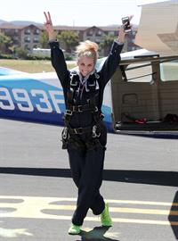 AnnaLynne McCord skydives from 18,000 feet at a charity event, Lompoc August 16, 2014
