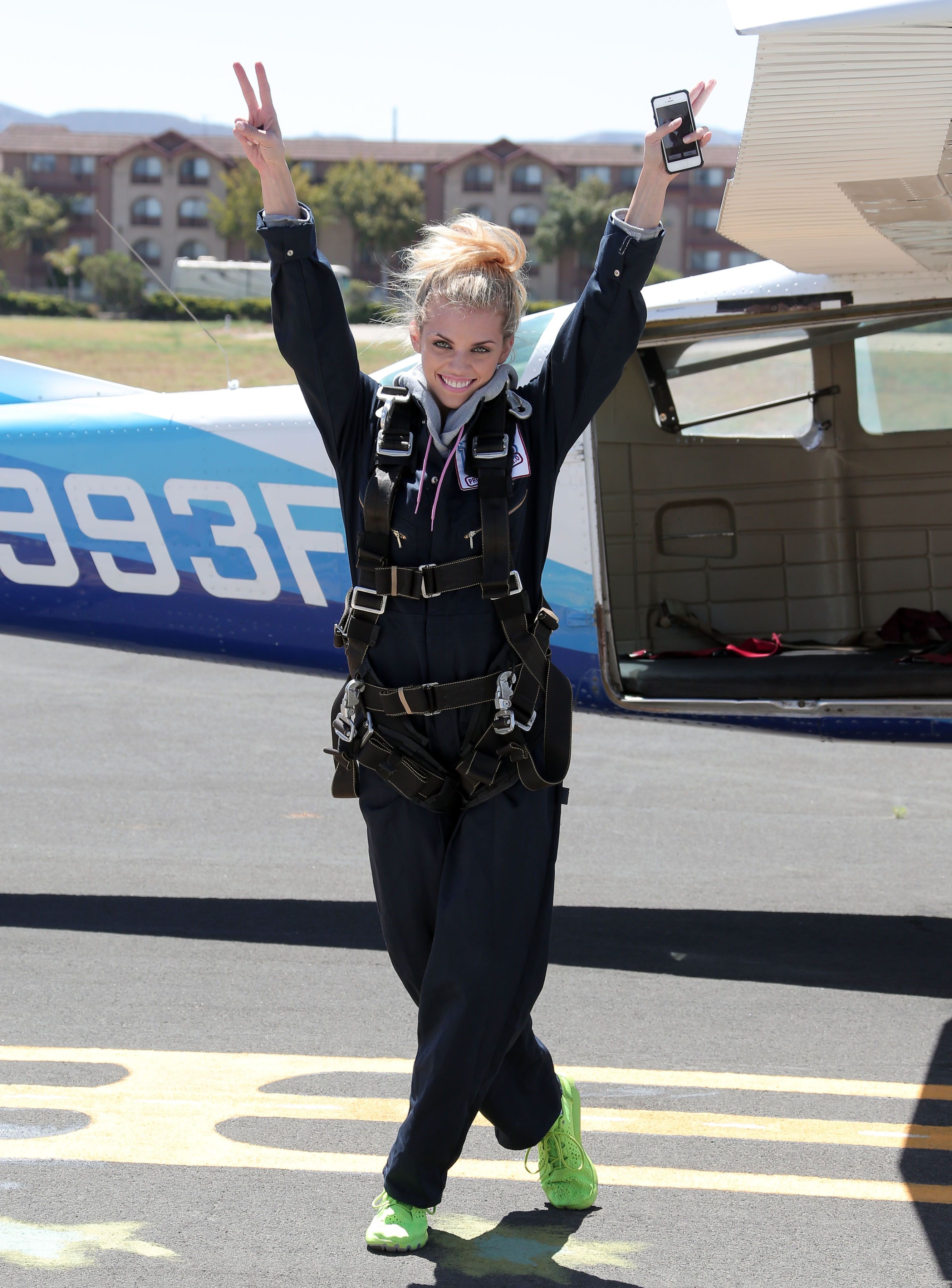 AnnaLynne McCord Pictures AnnaLynne McCord skydives from 18,000 feet at a charity event, Lompoc August 16, 2014